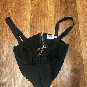 Princess Polly Black Zipper Top